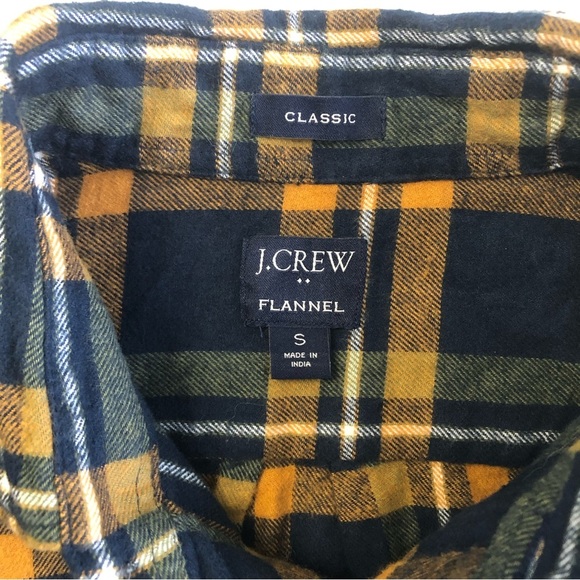 J.CREW Flannel Classic Men’s Blue/Yellow Plaid Long Sleeve Shirt Size S - Picture 8 of 14